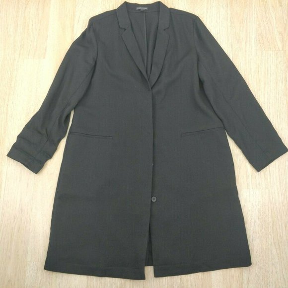 $375 EILEEN FISHER Size M Tencel Lyocell Button Front V-Neck Long Jacket Coat . - Picture 4 of 10